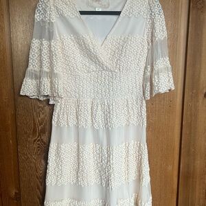 Chic Ivory Textured Long Sleeve Dress